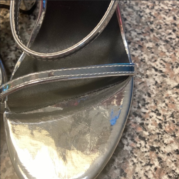 Sexy Silver Metallic Strappy 4 Inch High Heels - Picture 5 of 9